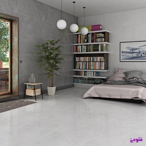 کتابخانه با سرامیک طوسی