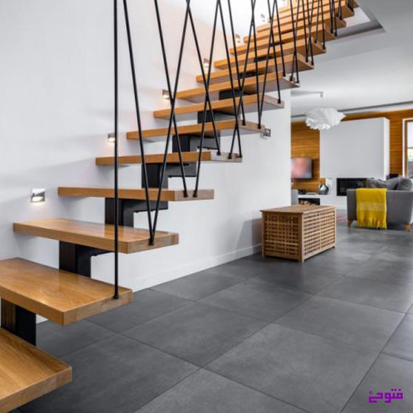 سرامیک راه پله چوبی آپارتمان