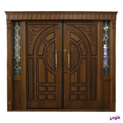 درب ضد سرقت لابی دو لنگه مساوی دو طرف شیشه 4025 کیپ در