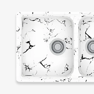 سینک گرانیتی پرین اکونومی سفید رگه مشکی PR103 دراکو