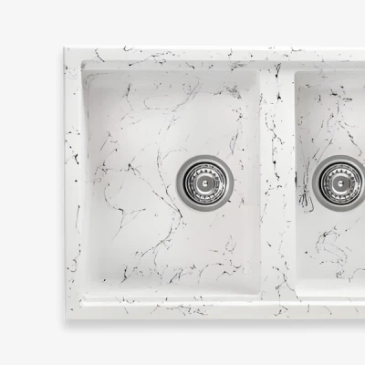 سینک گرانیتی پرین اکونومی سفید رگه نقره ای PR104 دراکو