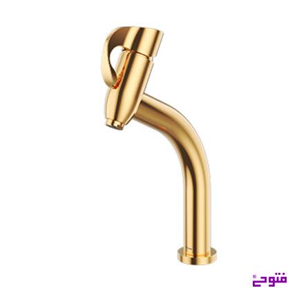 شیر روشویی پایه بلند دانته طلایی شودر
