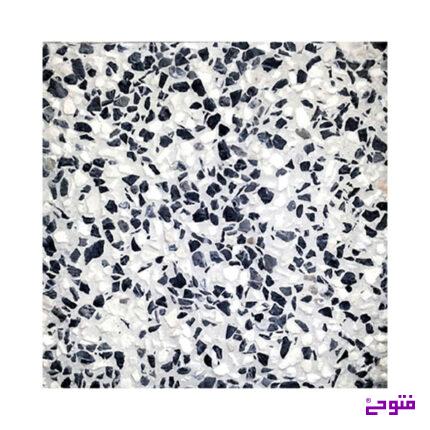 موزاییک صنعتی پرسی سنگ سفید و مشکی زمینه طوسی